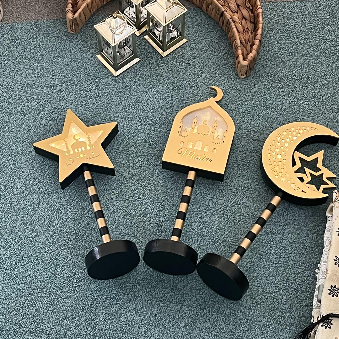 مجموعة ديكورات العيد الخشبية بإضاءة ليد - 16