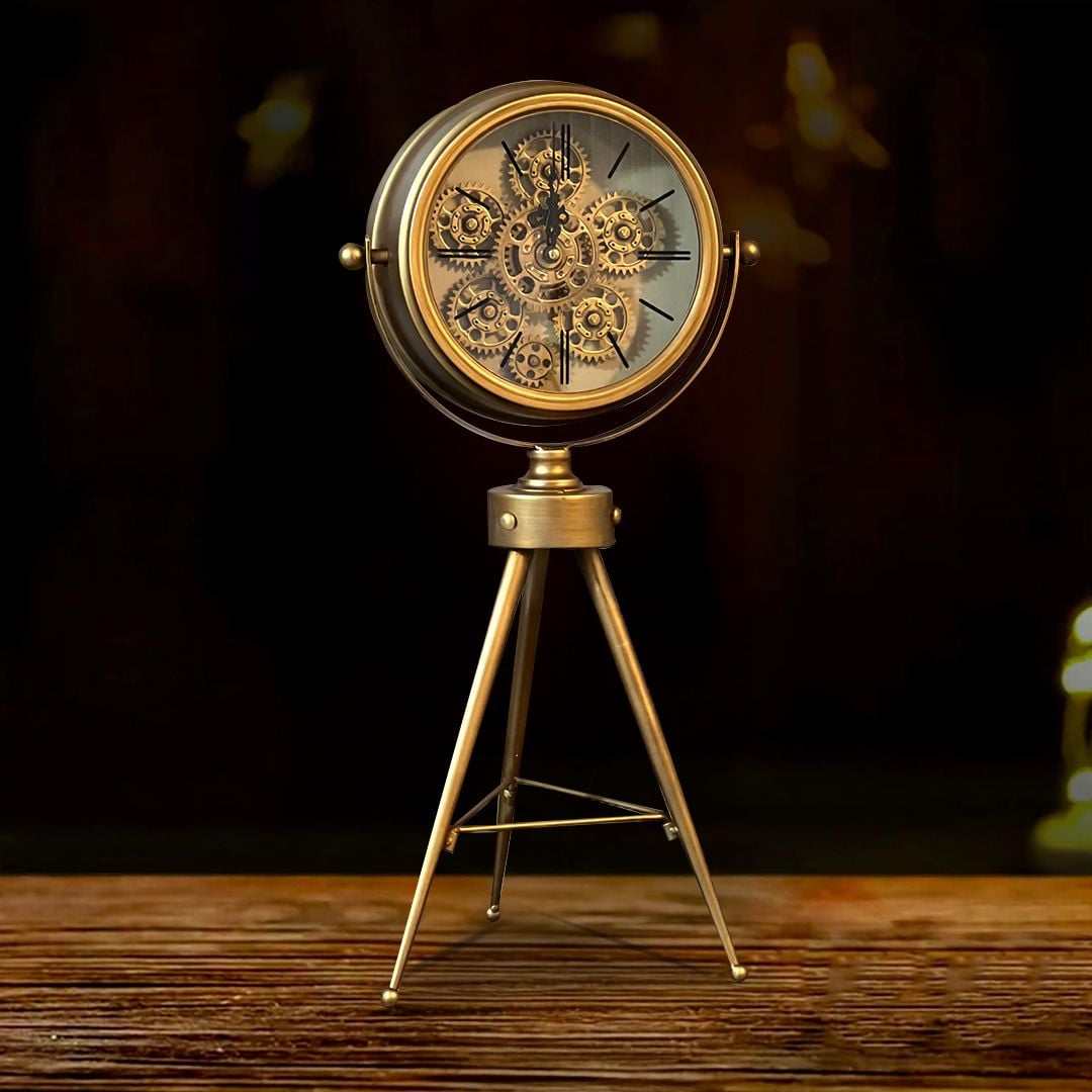 Golden Gear Art Table Clock - 10