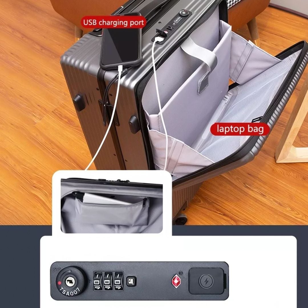 حقيبة سفر مع قفل و مدخل شحن USB	 - 6