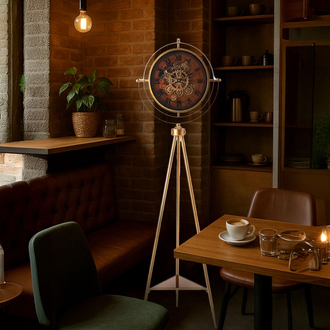 ساعة أرضية بتصميم تروس كلاسيكي - 9