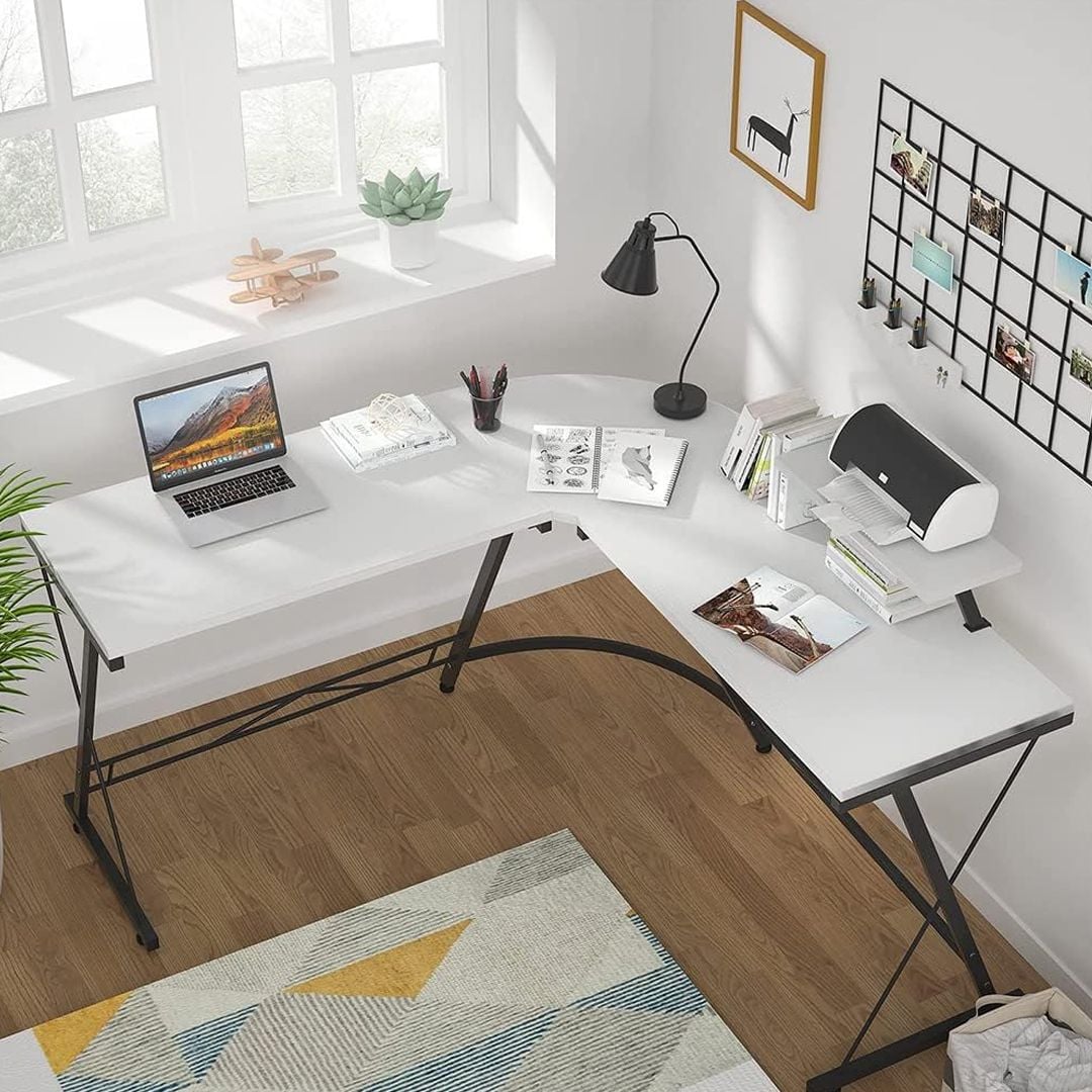 مكتب خشبي على شكل حرف L - 8