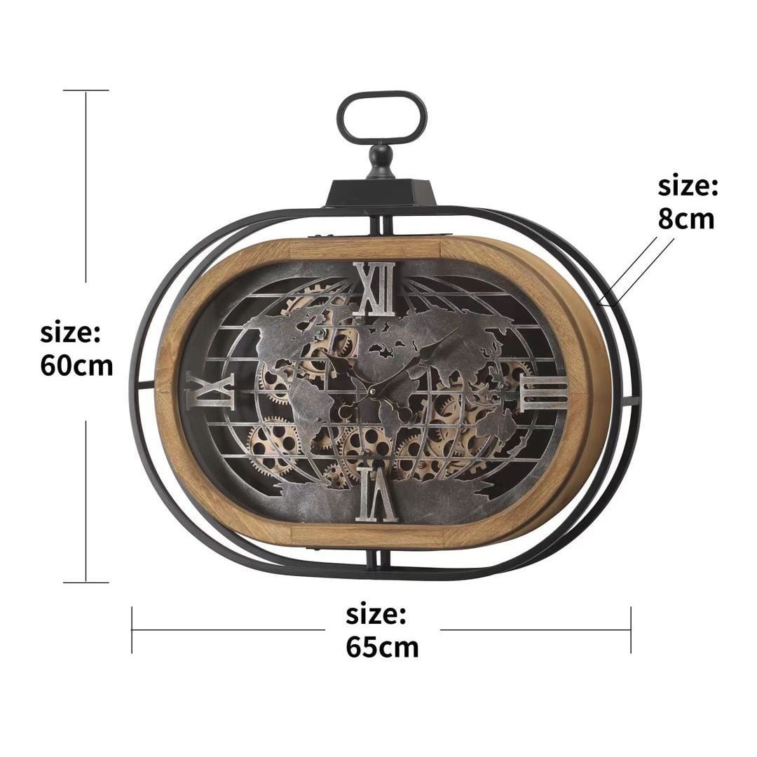 World Map Gear Design Metal Wall Clock product thumbnail 14