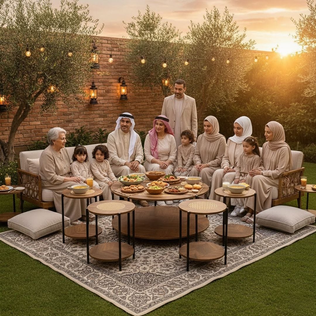 طقم طاولات خشبي مزدوج بلمسات بامبو 5 قطع - 15