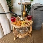 ستاند أرجيلة خشبي فاخر بسطح مقسّم للتسالي من روح - 14