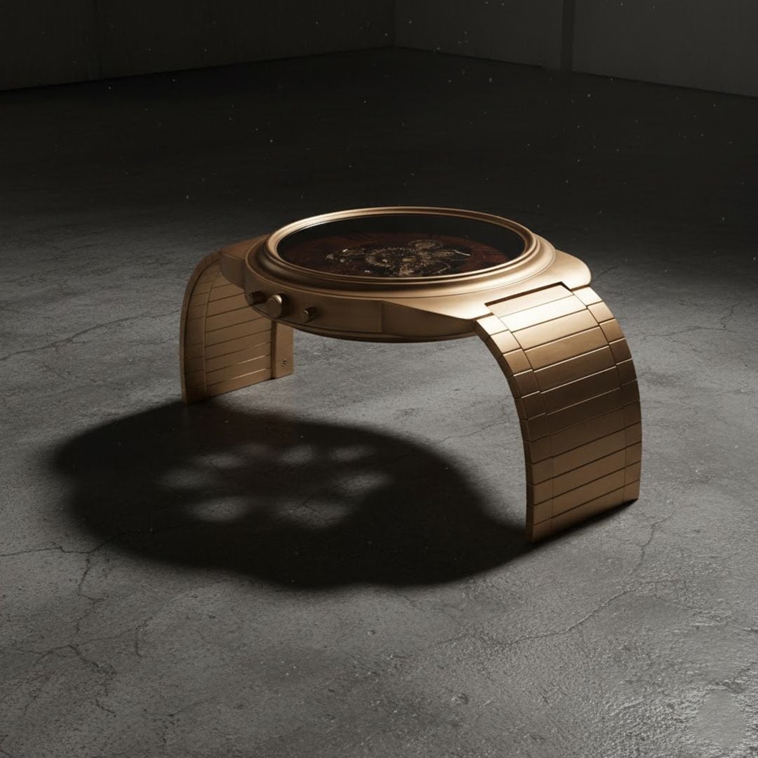 طقم طاولات بتصميم ساعة يد تروس الذهبية - 10