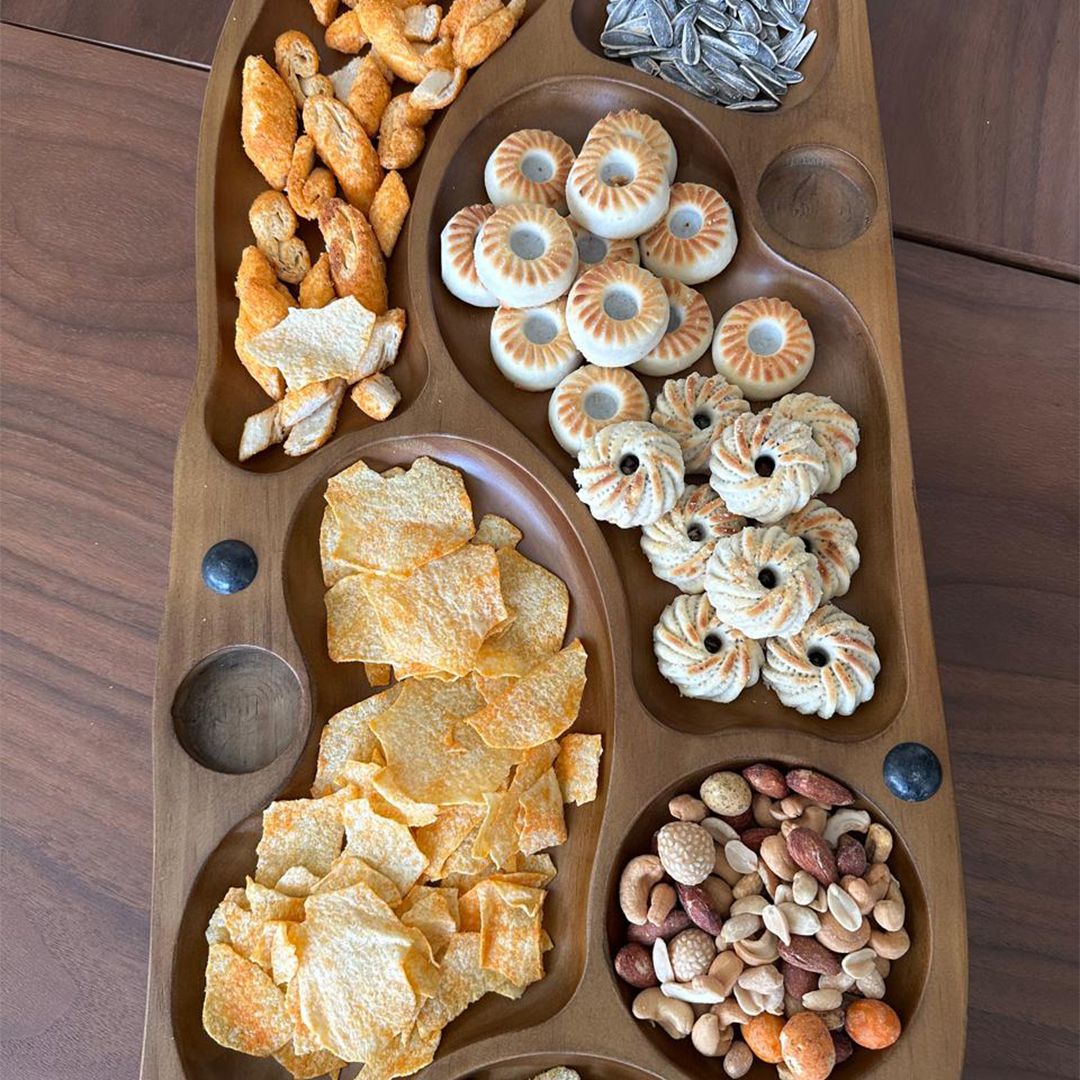 لوح تقديم خشبي فاخر للتسالي والضيافة من روح - 11