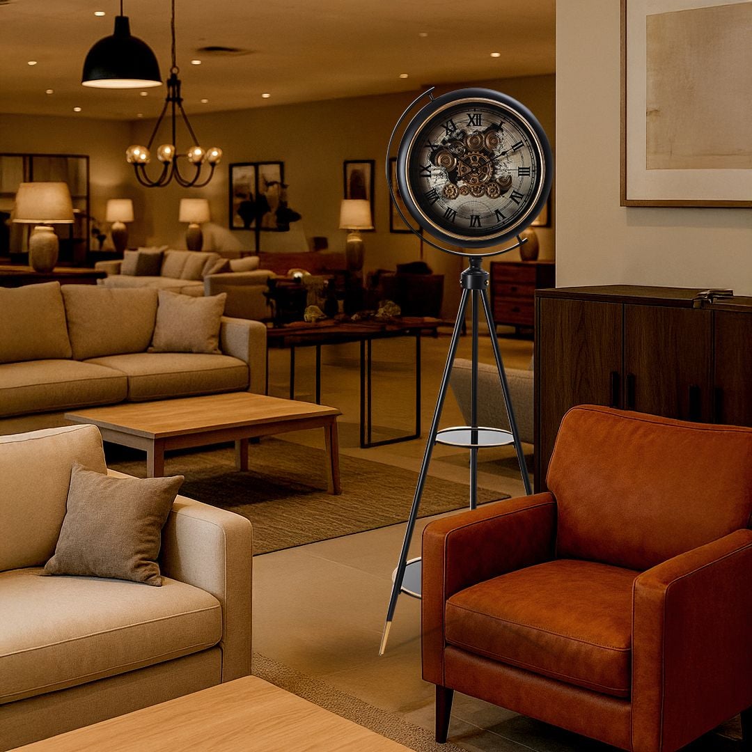 ساعة أرضية بتصميم تروس فني فاخر - 10