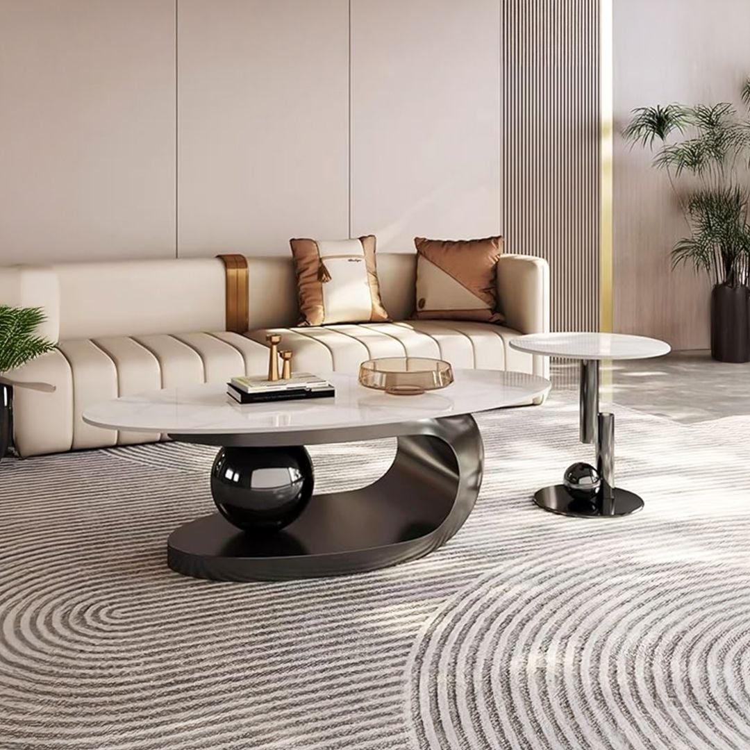 طقم طاولات وسط بيضاوية بتصميم فاخر - 18