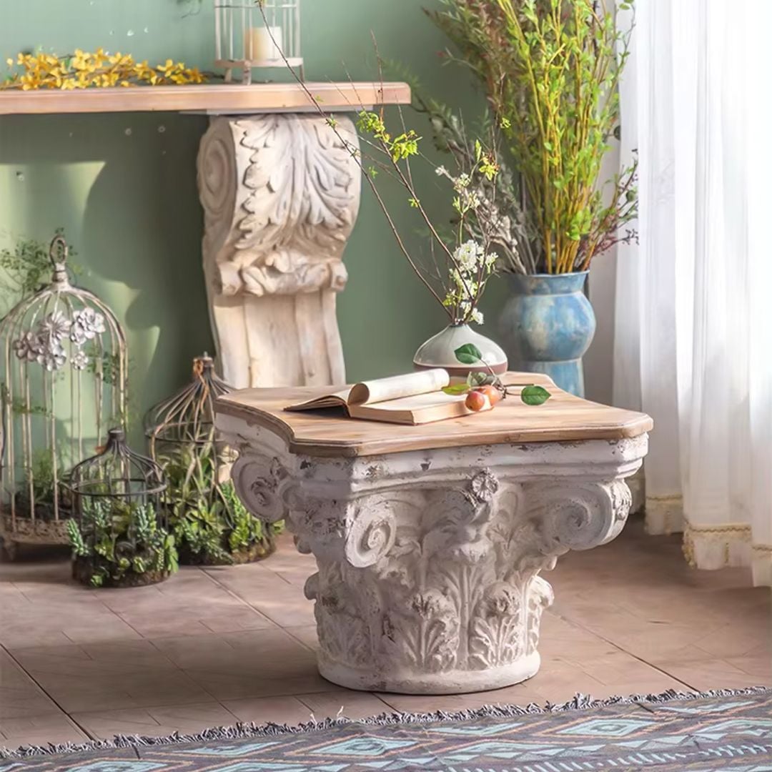 طاولة وسط بقاعدة انتيك حجرية - 10